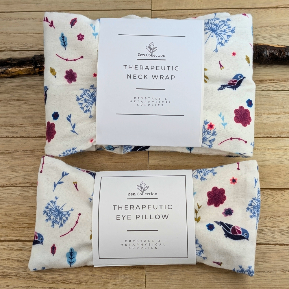 Cozy Flannel Pillow Set with neck wrap and eye pillow from Zen Collection metaphysical store