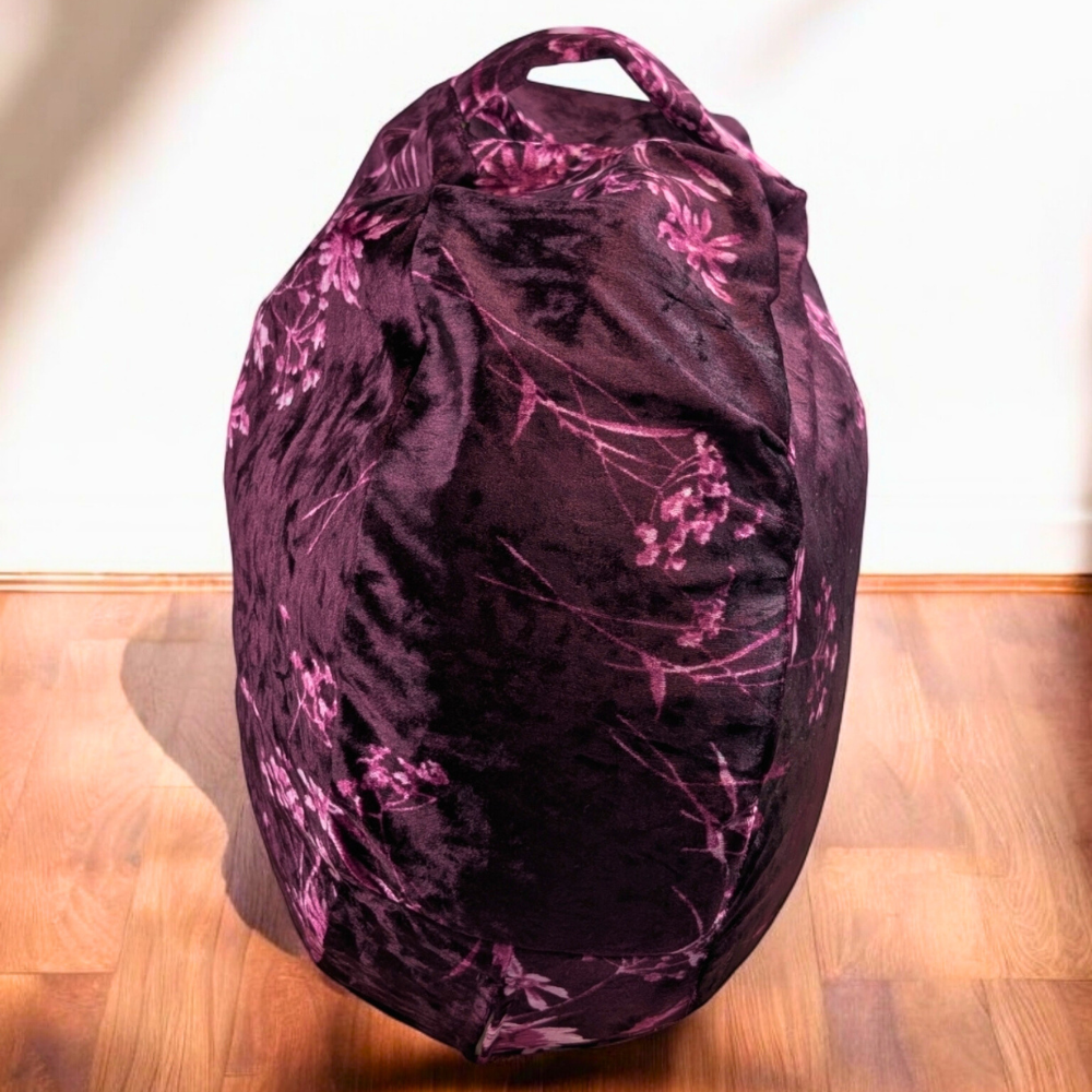 Crushed Velvet Meditation Cushion in deep purple design