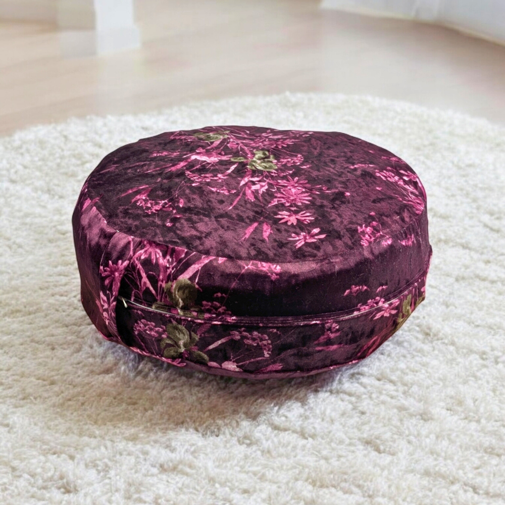 Soft velvet meditation pillow with natural buckwheat filling