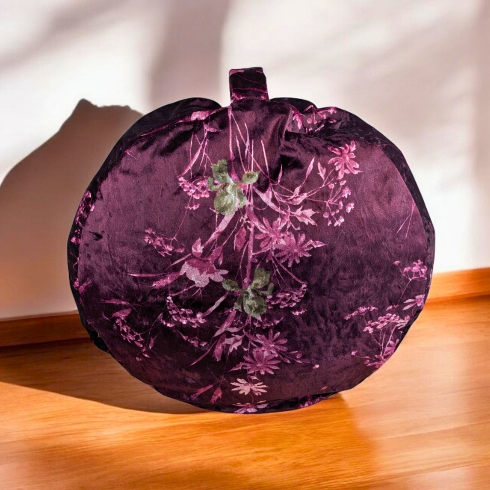 Elegant crushed velvet meditation pillow for mindfulness practice