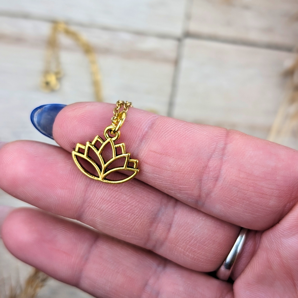 Lotus necklace with 17-inch chain, symbol of spiritual ascent and self-discovery