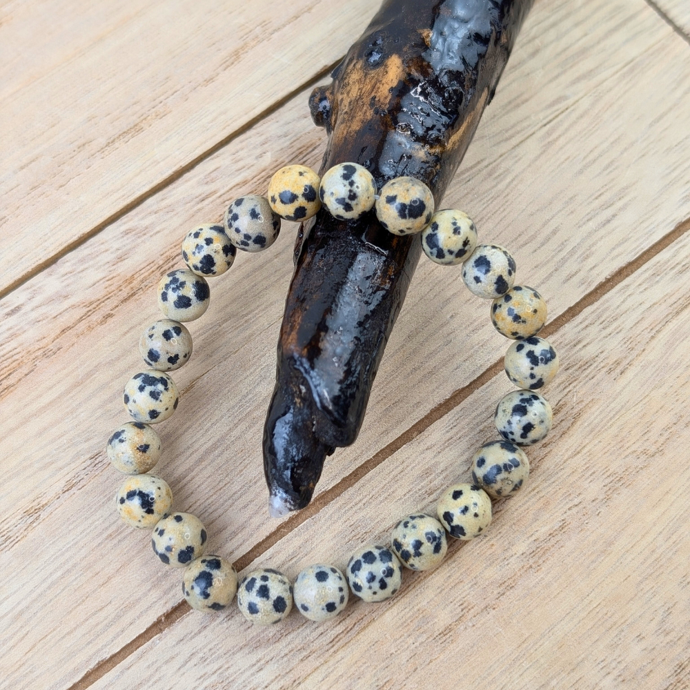 Healing Dalmatian jasper crystal bracelet for grounding