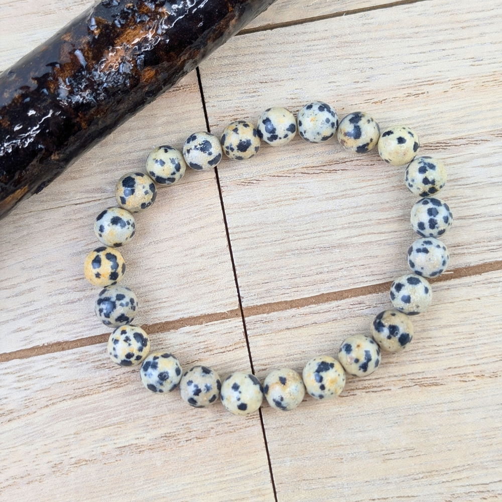 Dalmatian jasper bracelet for yin and yang balance