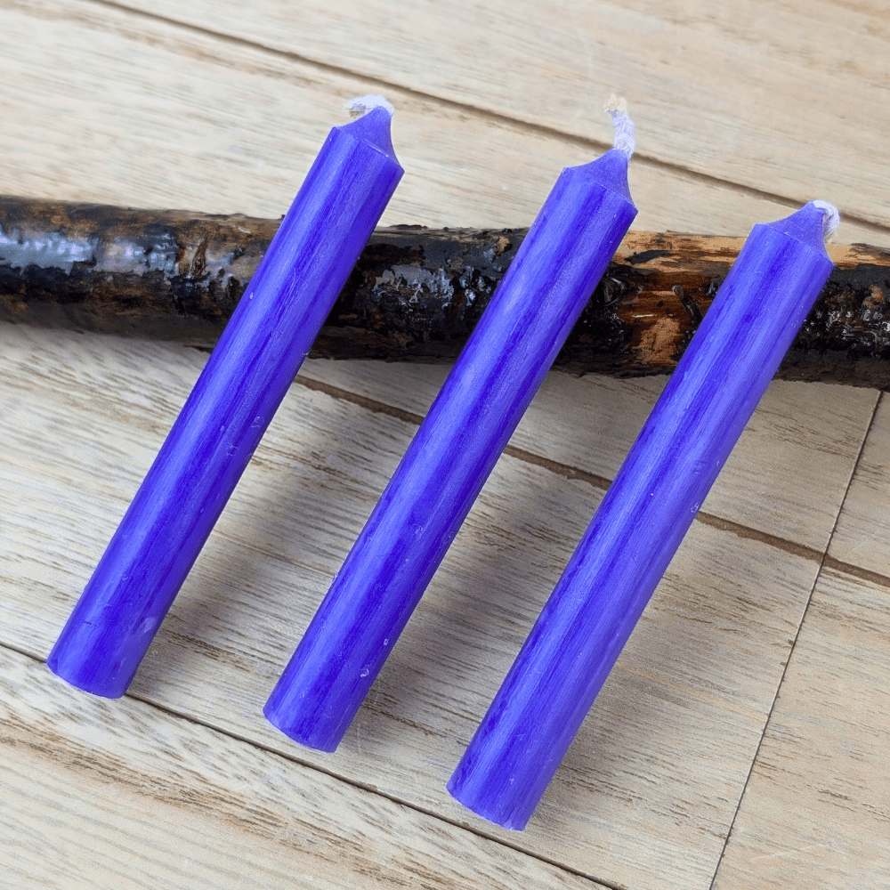 Deep purple spell candle for Crown and Third Eye Chakras