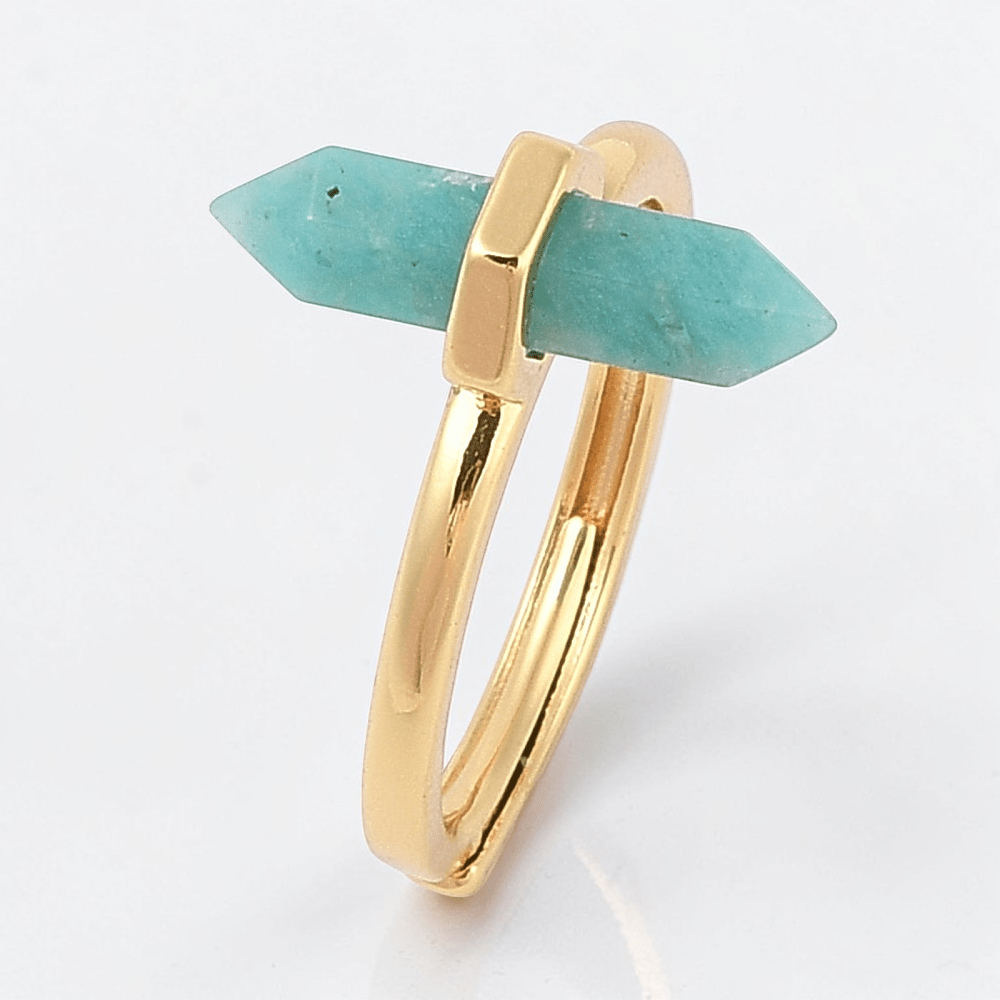 crystal for the throat chakra, amazonite ring for communication and boundaries. Available in-store and online at Zen Collection Crystal Store Canada