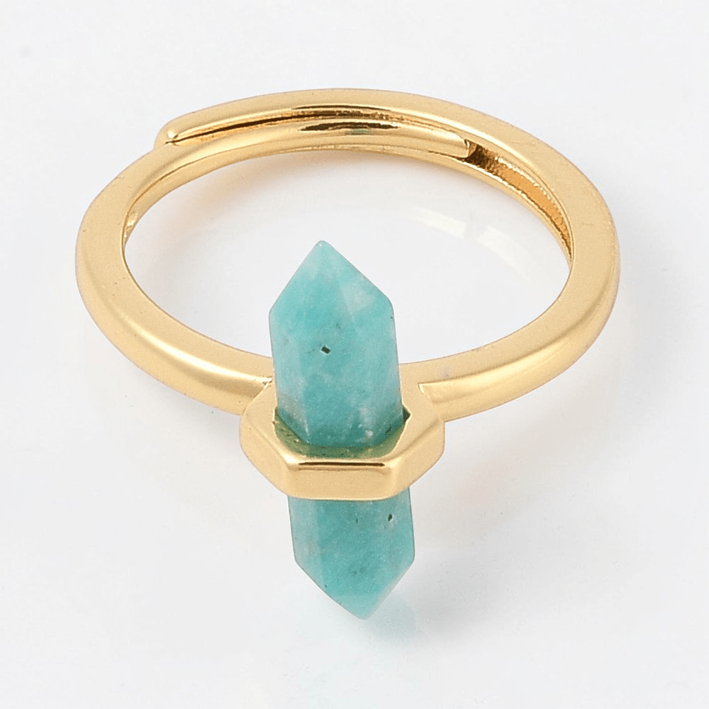 crystal for the throat chakra, amazonite ring for communication and boundaries. Available in-store and online at Zen Collection Crystal Store Canada