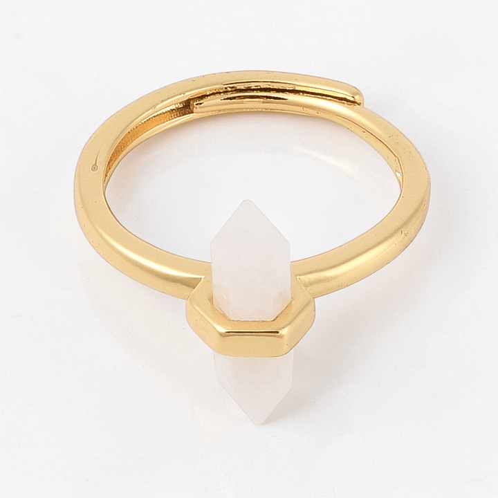 natural moonstone crystal ring for crown chakra and intuition. Shop in-store or online now with Zen Collection Metaphysical Store Canada