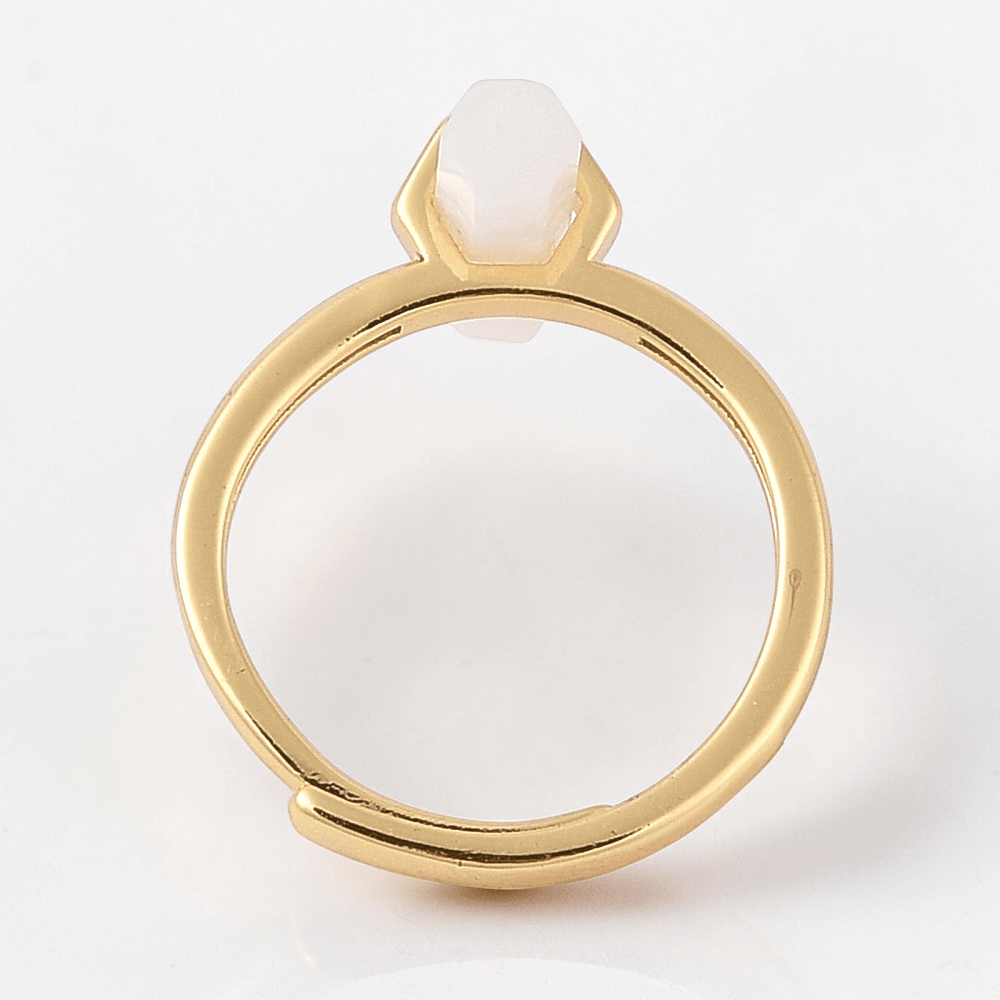 natural moonstone crystal ring for crown chakra and intuition. Shop in-store or online now with Zen Collection Metaphysical Store Canada