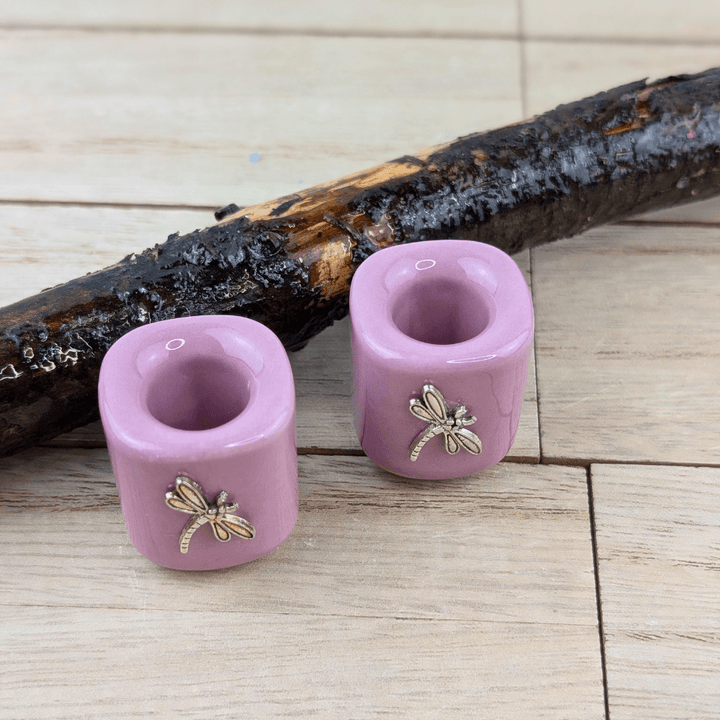 Ceramic dragonfly candle holder for spiritual practices and rituals