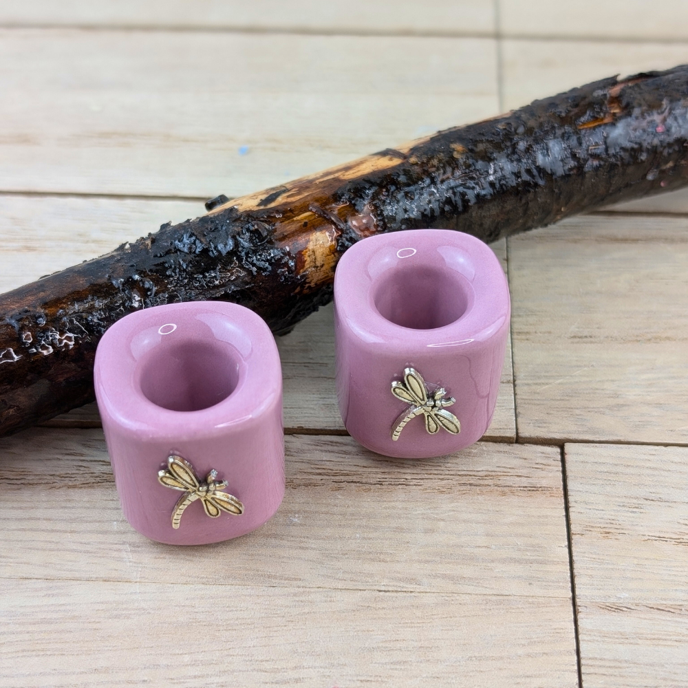 Ceramic dragonfly candle holder for spiritual practices and rituals