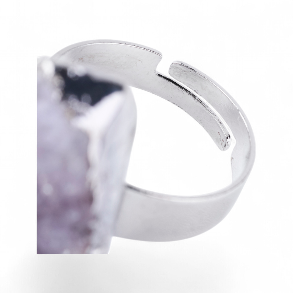 Natural Druzy Amethyst gemstone adjustable ring available in-store or online with Zen Collection Canadian Crystal Store