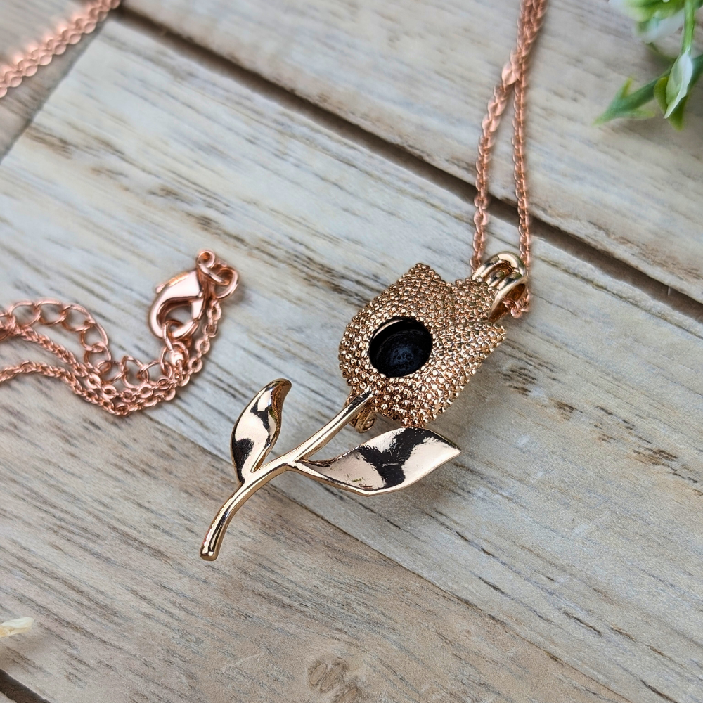 Elegant rose gold diffuser pendant for essential oils