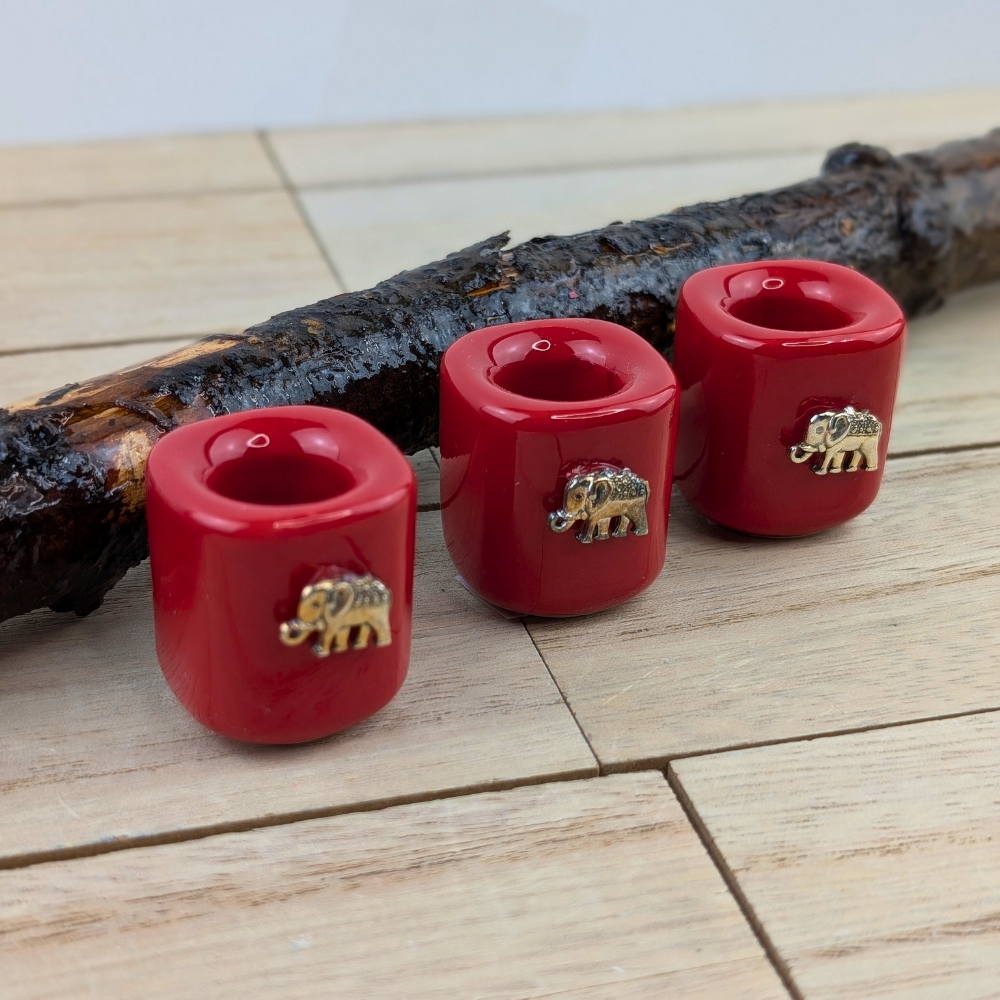 Red elephant mini ritual candle holder for spiritual practices