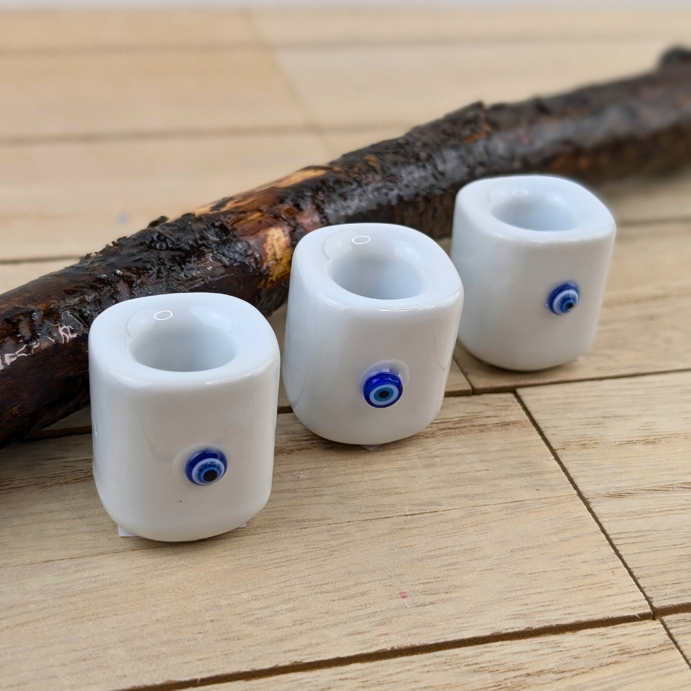 Evil eye candle holder for protection and spiritual rituals