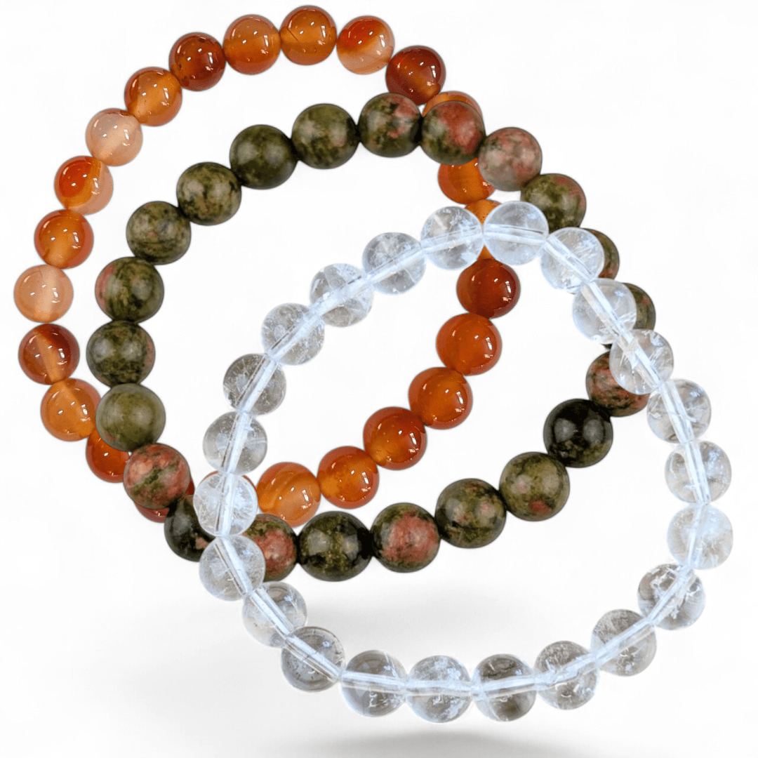 Crystals for Fertility. Crystal Bracelet Stack available at Zen Collection Metaphysical Store Canada