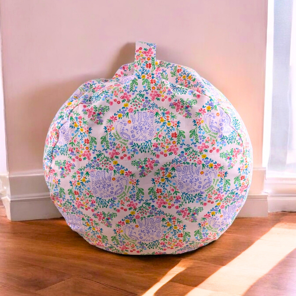 Durable cotton floral cushion with buckwheat filling