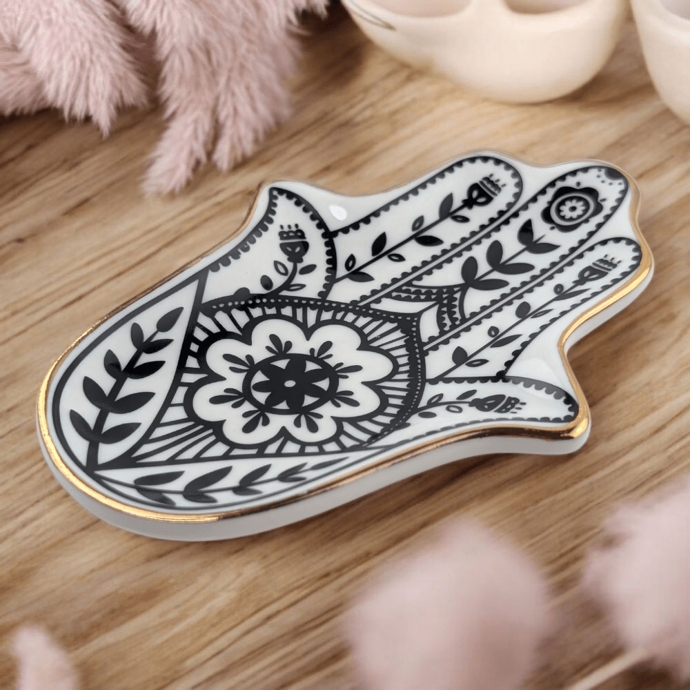 Floral Hamsa ceramic dish from Zen Collection