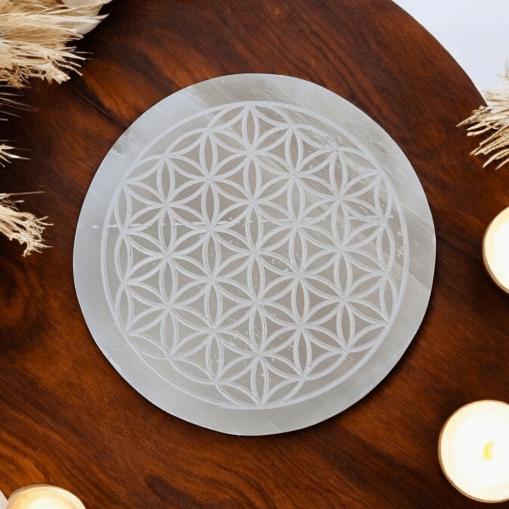 Selenite charging plate for crystal cleansing