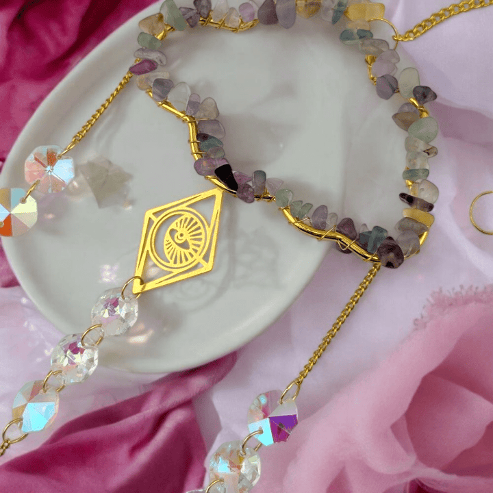 Cloud-shaped fluorite hanging décor