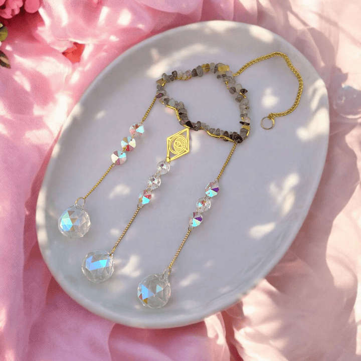 Spiritual décor with rainbow prism reflection