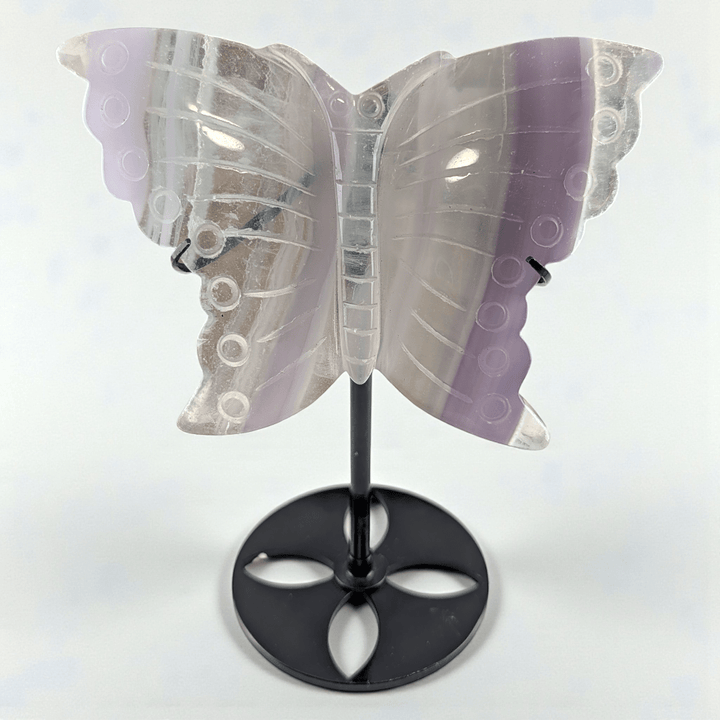 third eye chakra fluorite crystal butterfly carving. Available at Zen Collection Metaphysical Store. Shop in-store or online now
