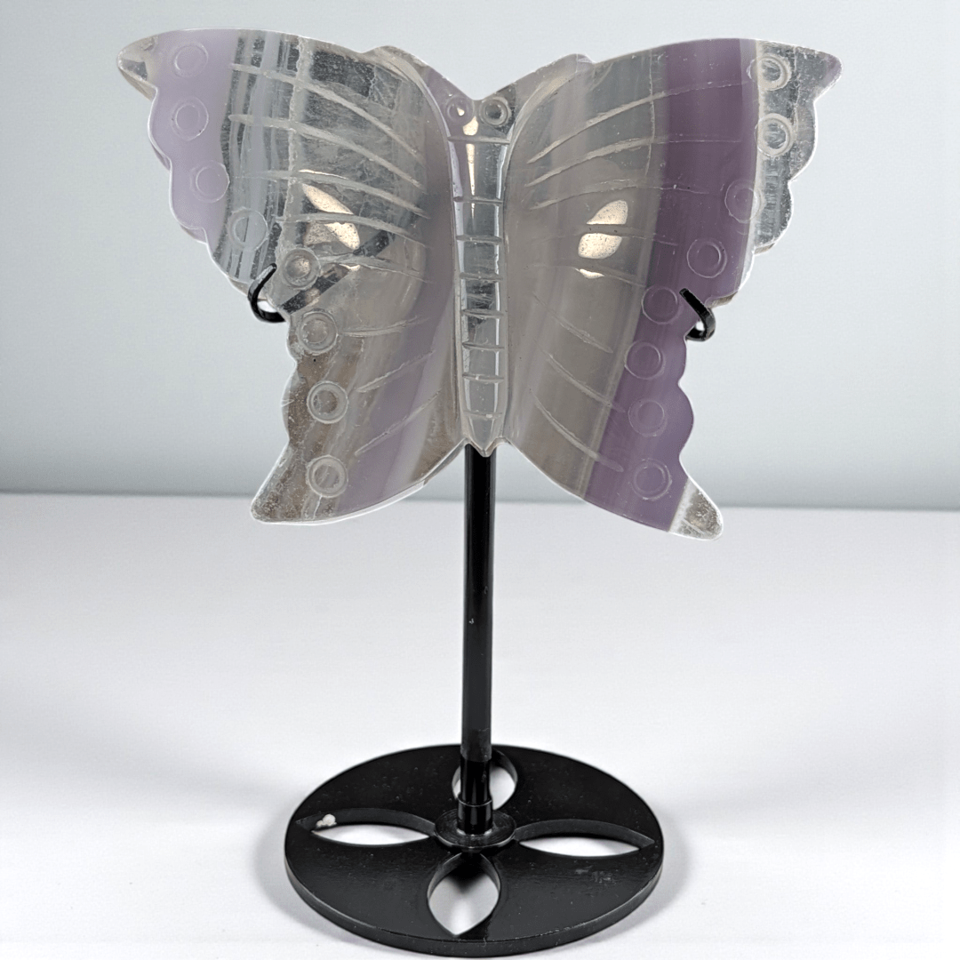 third eye chakra fluorite crystal butterfly carving. Available at Zen Collection Metaphysical Store. Shop in-store or online now