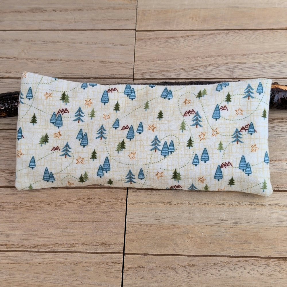 Handcrafted Forest Escape Flannel Eye Pillow with natural flaxseed and calming scents
