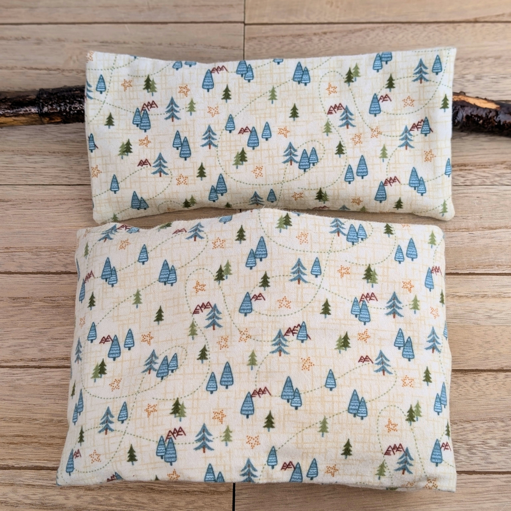 Zen Collection’s flannel weighted pillow set featuring a serene woodland design