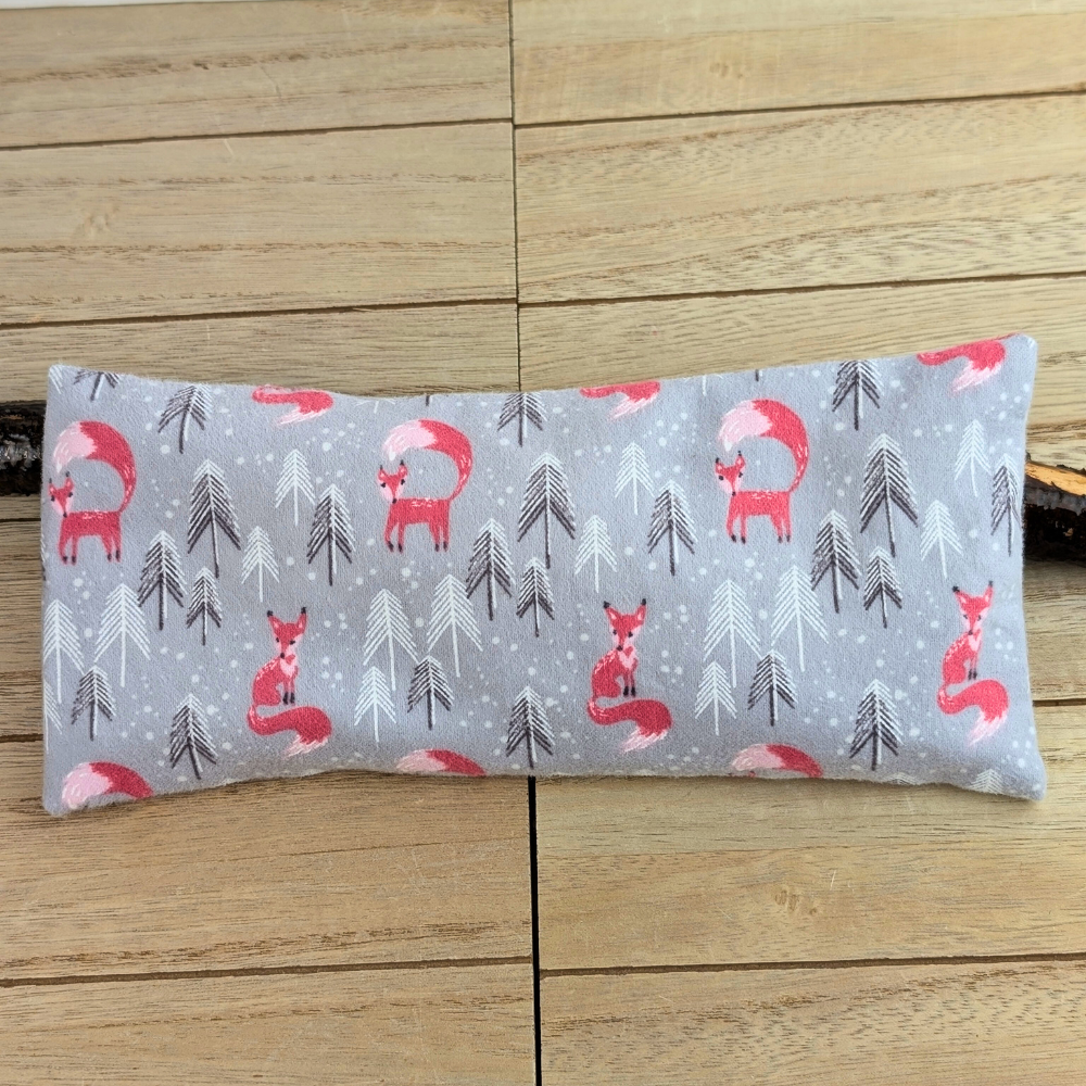 Handcrafted Foxy Flannel Eye Pillow featuring fox and forest print