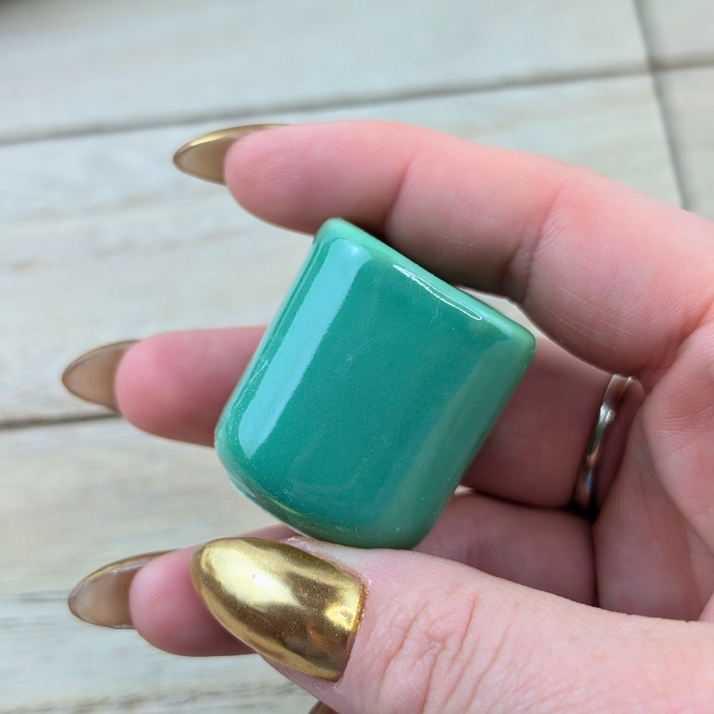 Ceramic mini candle holder with mint green glaze