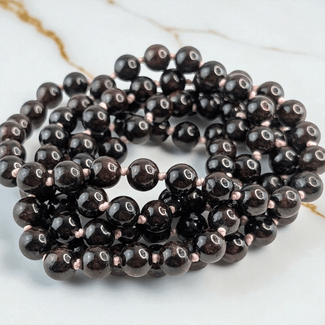 garnet meditation mala necklace available in-store or online with Zen Collection Metaphysical Store Canada