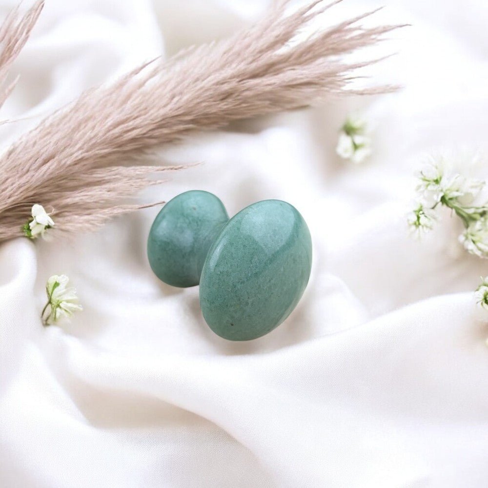 Close-up of personal massager crafted from green aventurine.