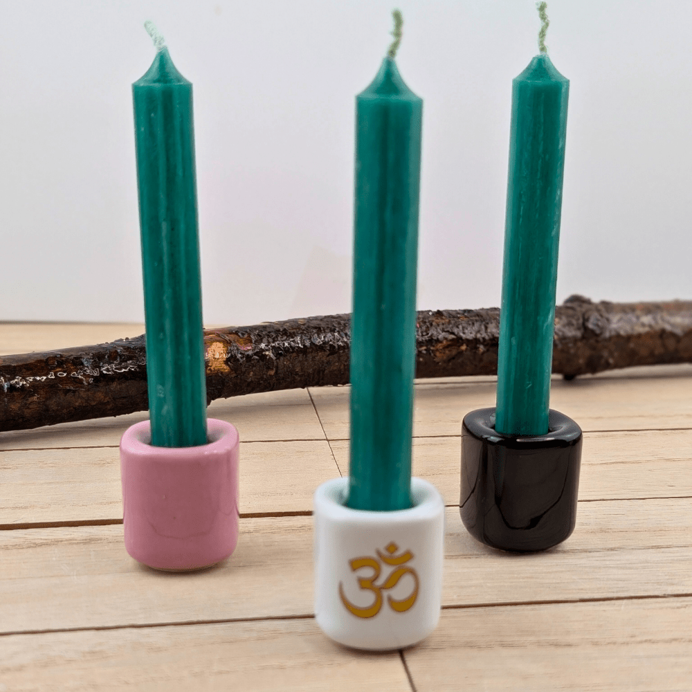Green candle for grounding and abundance practices