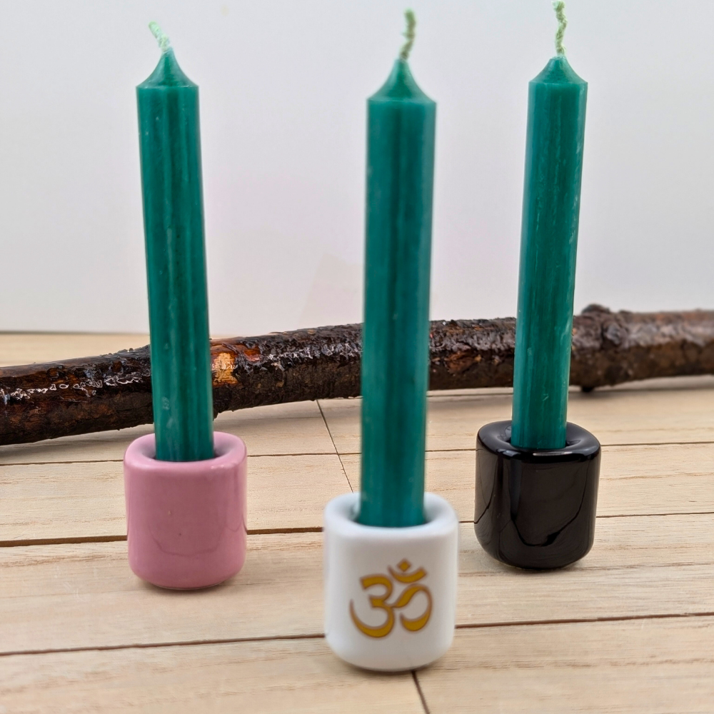 Green candle for grounding and abundance practices