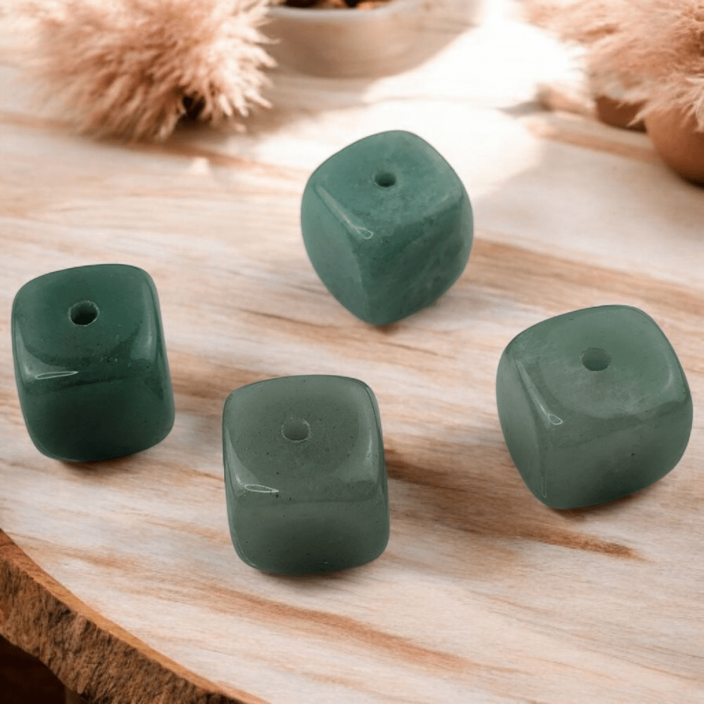 Polished green aventurine cube for incense