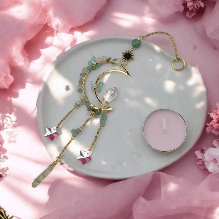 Green Aventurine light catcher with gold accents