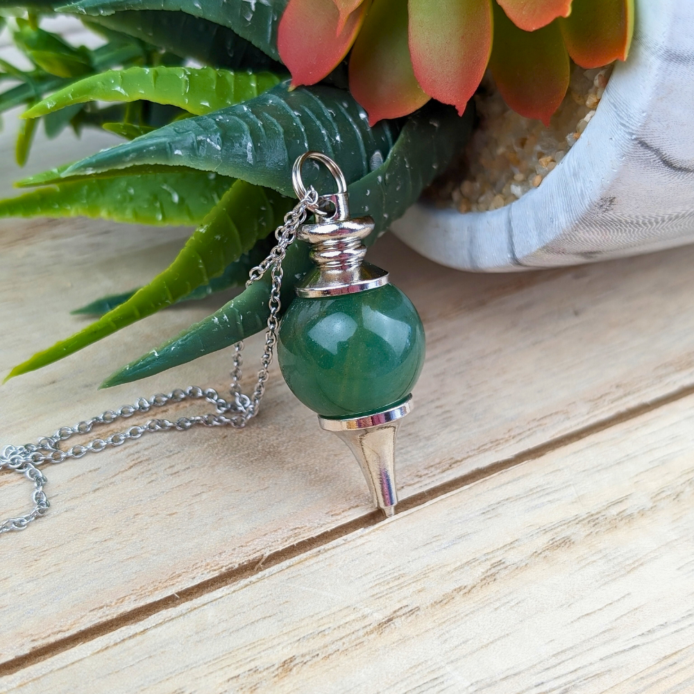 Green Aventurine Pendulum Necklace for good luck and prosperity