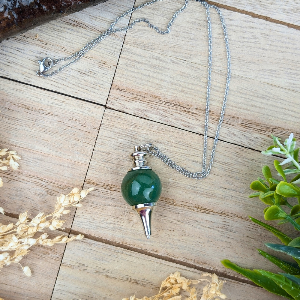 Green Aventurine Pendulum Necklace for good luck and prosperity