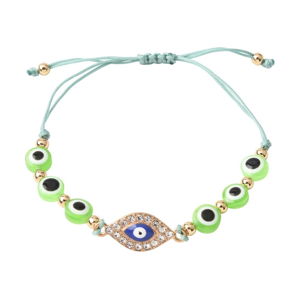 Green evil eye bracelet available at Zen Collection  Canadian metaphysical store. Shop in-store or online now