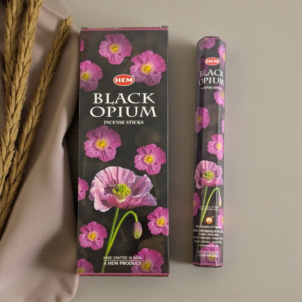 HEM Black Opium Hexa incense for grounding available at Zen Collection Incense near me