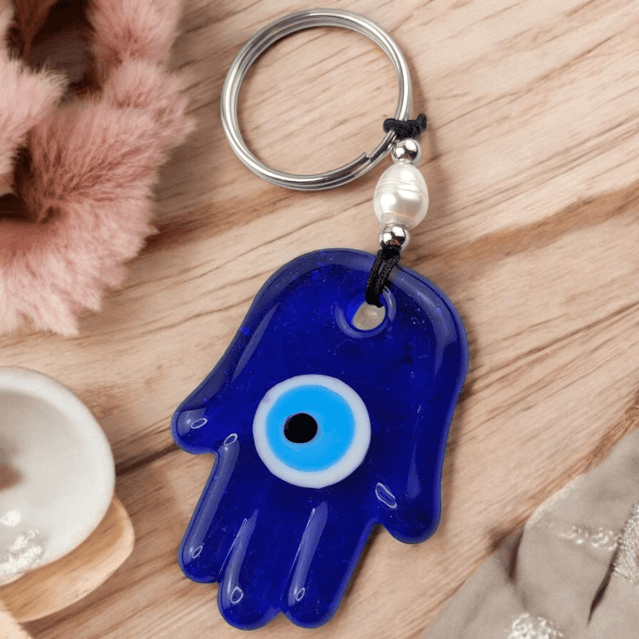 Evil eye charm with freshwater pearl