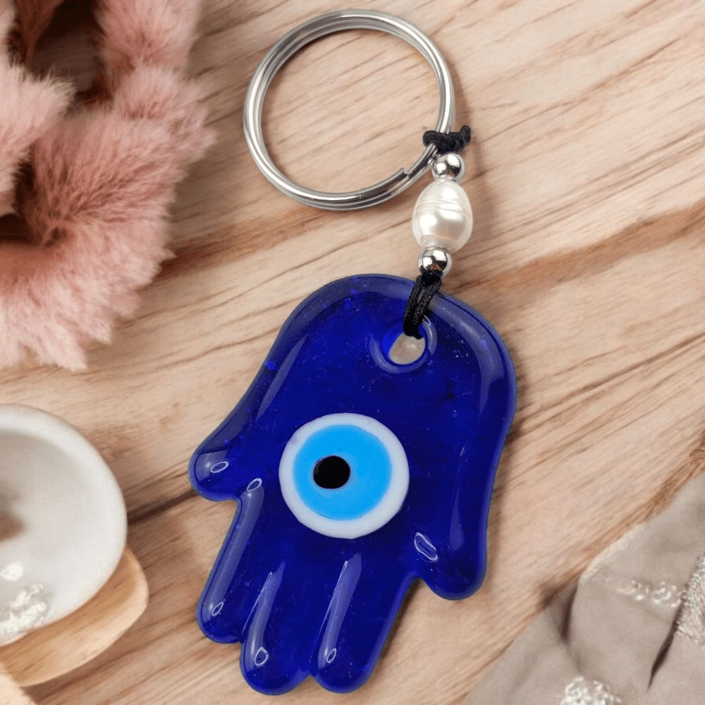 Evil eye charm with freshwater pearl