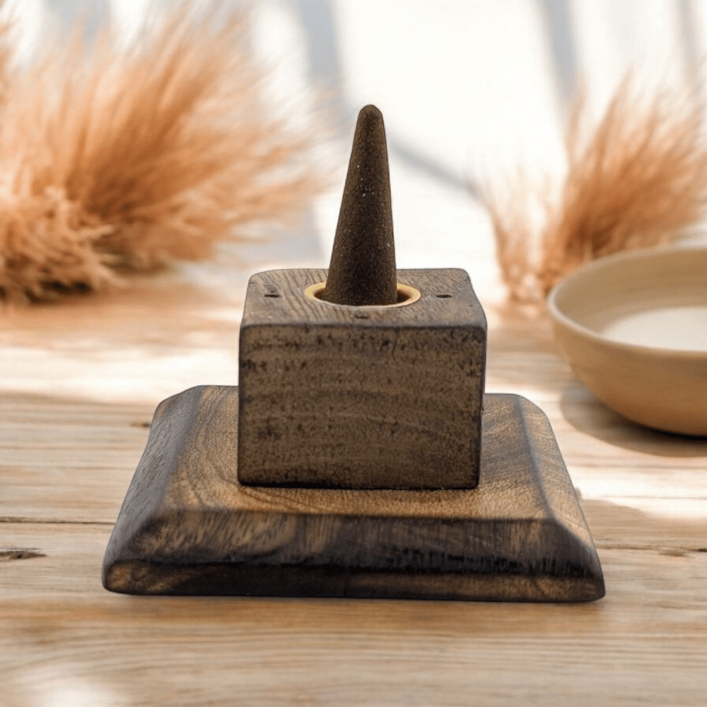 Hand-carved Indian incense holder for home rituals