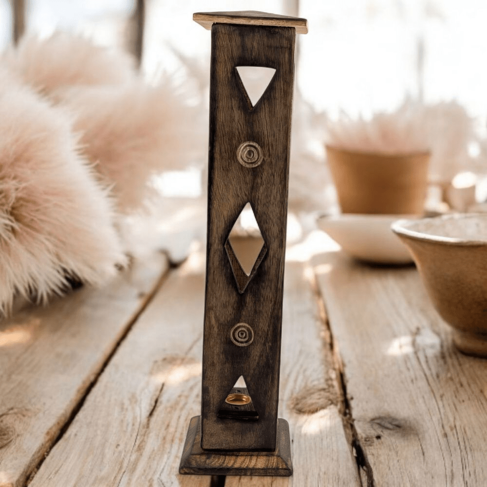 Ritual incense tower with smoke vents
