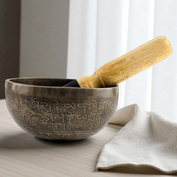 Traditional hand hammered sound healing bowl available at zen collection crystal shop near me