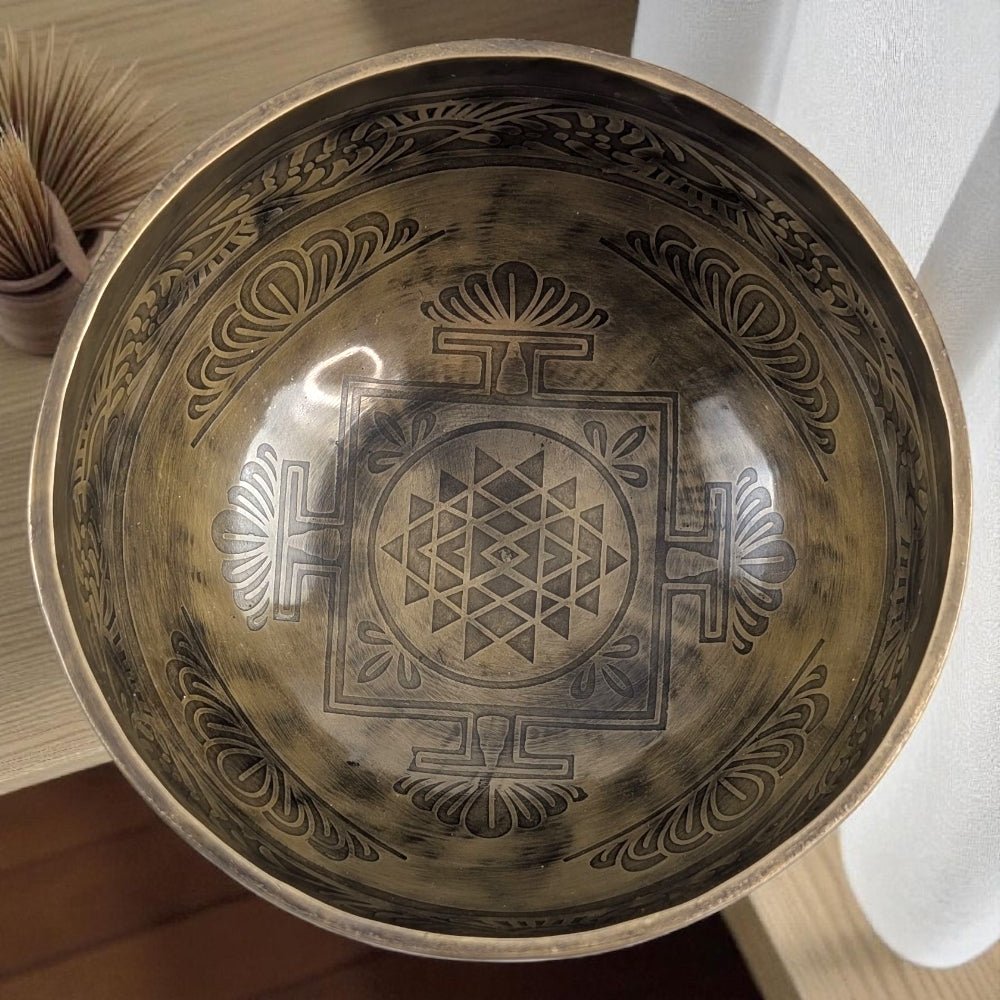 Traditional hand hammered sound healing bowl available at zen collection crystal shop near me