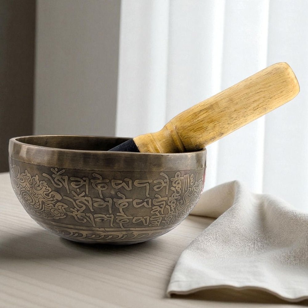 Traditional hand hammered sound healing bowl available at zen collection crystal shop near me