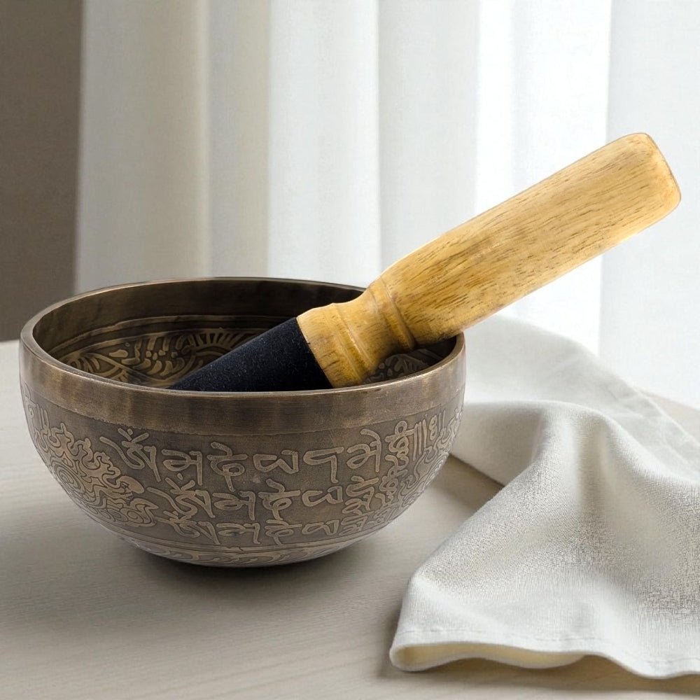 Traditional hand hammered sound healing bowl available at zen collection crystal shop near me