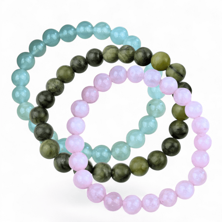Bracelets empilables en cristal pour le chakra du cœur