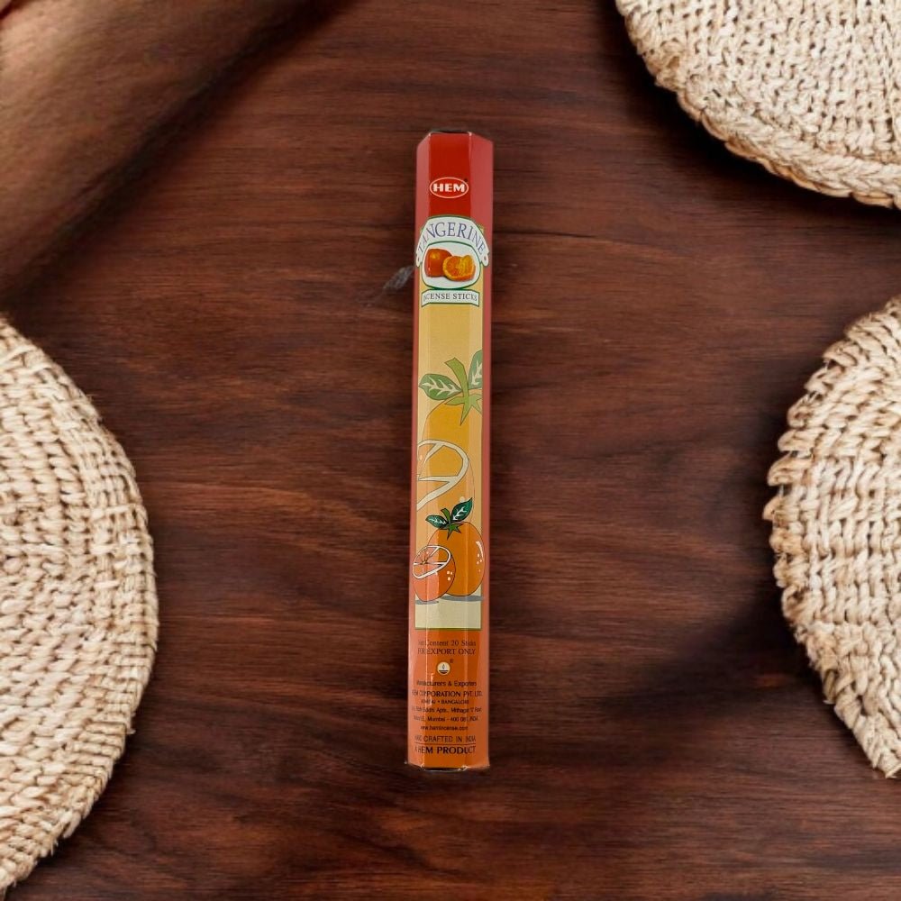 HEM Tangerine Incense – 20 Stick Pack for Focus & Energy Boost
